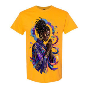 Black Woman Prayer Christian T Shirt Faith Inspired Graphic Tee Spiritual Woman Shirt Colorful Afrocentric Religious Gift