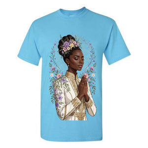 Black Woman Prayer Christian T Shirt Floral Faith Graphic Tee Elegant Spiritual Woman Shirt Inspirational Religious Gift