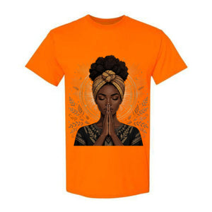 Black Woman Prayer Christian T Shirt Afro Faith Graphic Tee Gold Spiritual Woman Shirt Inspirational Religious Gift for Women