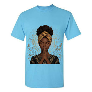 Black Woman Prayer Christian T Shirt Afro Faith Graphic Tee Gold Spiritual Woman Shirt Inspirational Religious Gift for Women
