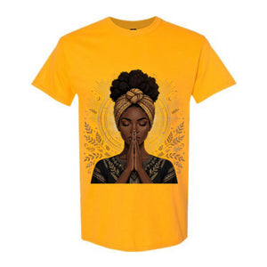 Black Woman Prayer Christian T Shirt Afro Faith Graphic Tee Gold Spiritual Woman Shirt Inspirational Religious Gift for Women
