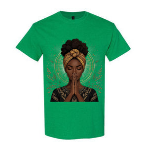 Black Woman Prayer Christian T Shirt Afro Faith Graphic Tee Gold Spiritual Woman Shirt Inspirational Religious Gift for Women