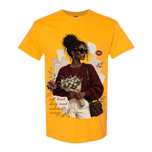 Soft Heart Sharp Mind Black Woman T Shirt Unshakable Energy Graphic Tee Stylish Afro Woman Shirt Empowering Gift for Women