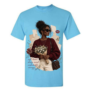 Soft Heart Sharp Mind Black Woman T Shirt Unshakable Energy Graphic Tee Stylish Afro Woman Shirt Empowering Gift for Women