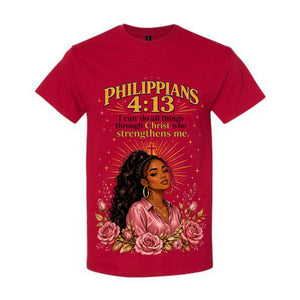 Philippians 4 13 T Shirt I Can Do All Things Through Christ Shirt Black Woman Christian Graphic Tee Bible Verse Shirt Faith Gift For Women