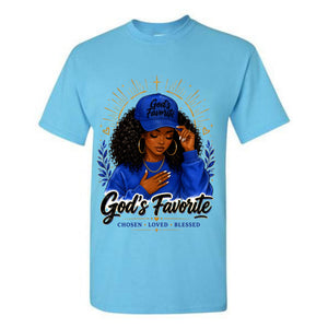 God's Favorite T Shirt Chosen Loved Blessed Shirt Black Woman Christian Graphic Tee Faith Royal Blue Shirt Religious Gift For Women