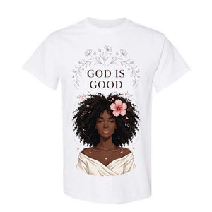 God Is Good T Shirt Black Woman Faith Graphic Tee Boho Floral Christian Shirt Minimalist Flower Shirt Religious Gift For Women