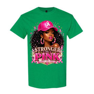 Stronger In Pink T Shirt Breast Cancer Awareness Shirt Pink Ribbon Graphic Tee Pink Cap Girl Shirt Strength Hope Courage Shirt Gift For Cancer Warriors