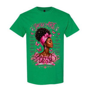 You Are Breast Cancer Awareness Shirt Faith Says I Am Enough Graphic Tee Pink Ribbon Butterfly Shirt Inspirational Christian Shirt Gift For Cancer Warriors