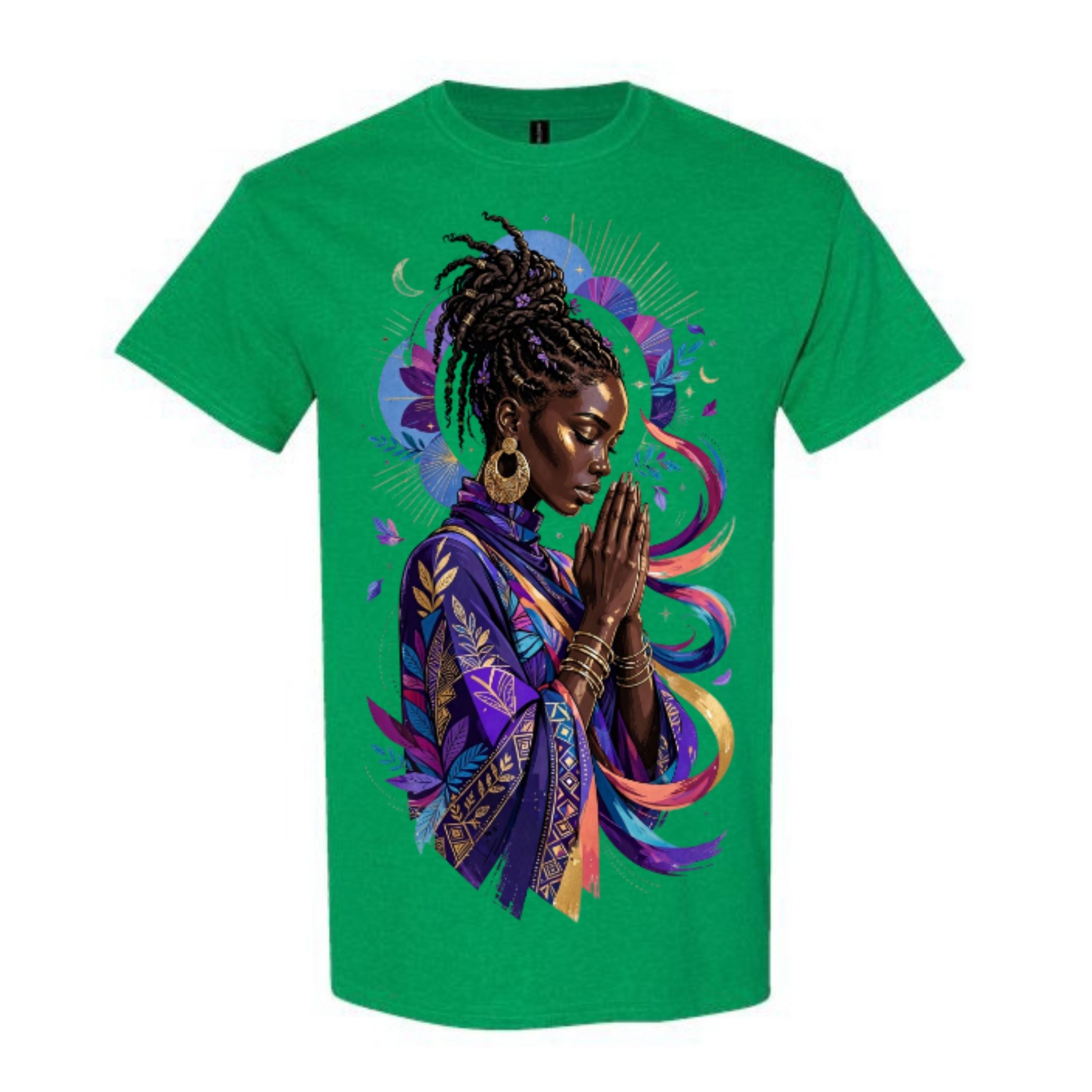 Black Woman Prayer Christian T Shirt Faith Inspired Graphic Tee Spiritual Woman Shirt Colorful Afrocentric Religious Gift