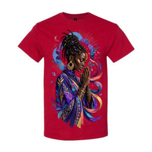 Black Woman Prayer Christian T Shirt Faith Inspired Graphic Tee Spiritual Woman Shirt Colorful Afrocentric Religious Gift