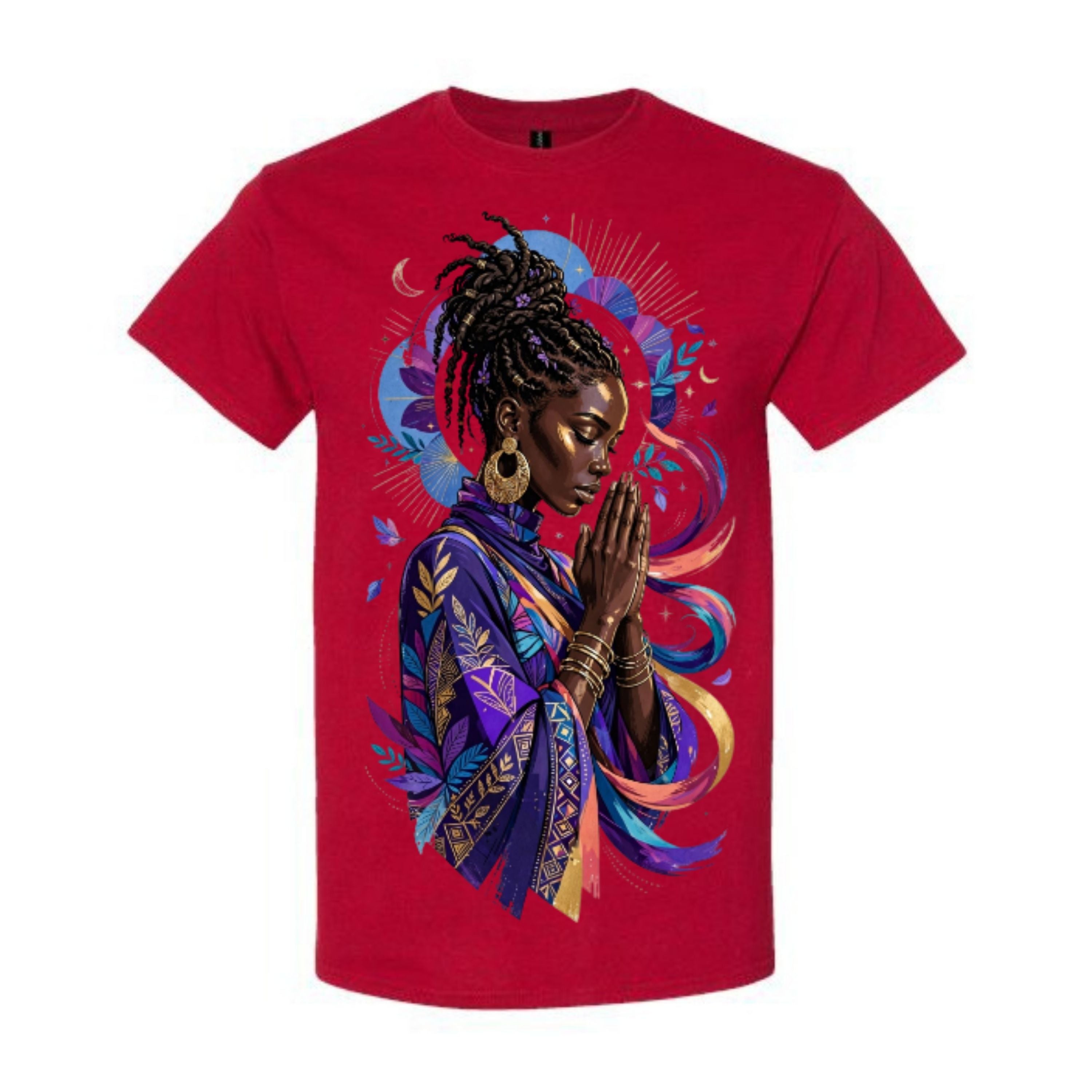 Black Woman Prayer Christian T Shirt Faith Inspired Graphic Tee Spiritual Woman Shirt Colorful Afrocentric Religious Gift