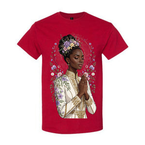 Black Woman Prayer Christian T Shirt Floral Faith Graphic Tee Elegant Spiritual Woman Shirt Inspirational Religious Gift
