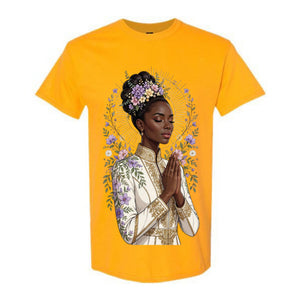Black Woman Prayer Christian T Shirt Floral Faith Graphic Tee Elegant Spiritual Woman Shirt Inspirational Religious Gift