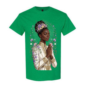 Black Woman Prayer Christian T Shirt Floral Faith Graphic Tee Elegant Spiritual Woman Shirt Inspirational Religious Gift