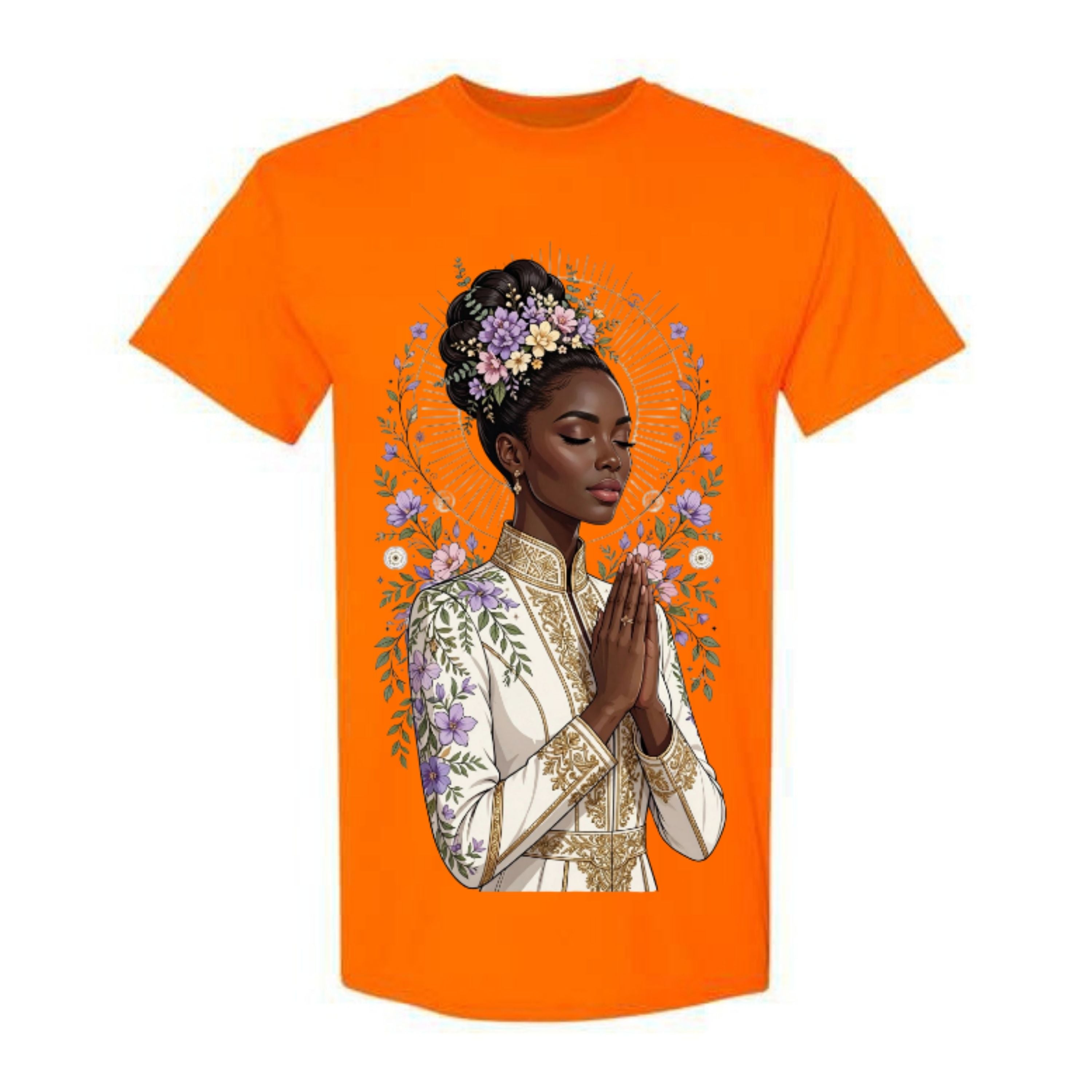 Black Woman Prayer Christian T Shirt Floral Faith Graphic Tee Elegant Spiritual Woman Shirt Inspirational Religious Gift