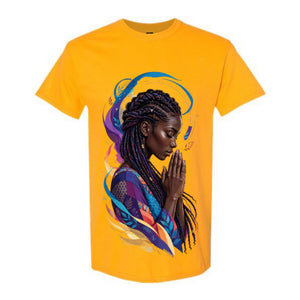 Black Woman Prayer Christian T Shirt Colorful Faith Graphic Tee Braided Woman Religious Shirt Inspirational Spiritual Gift