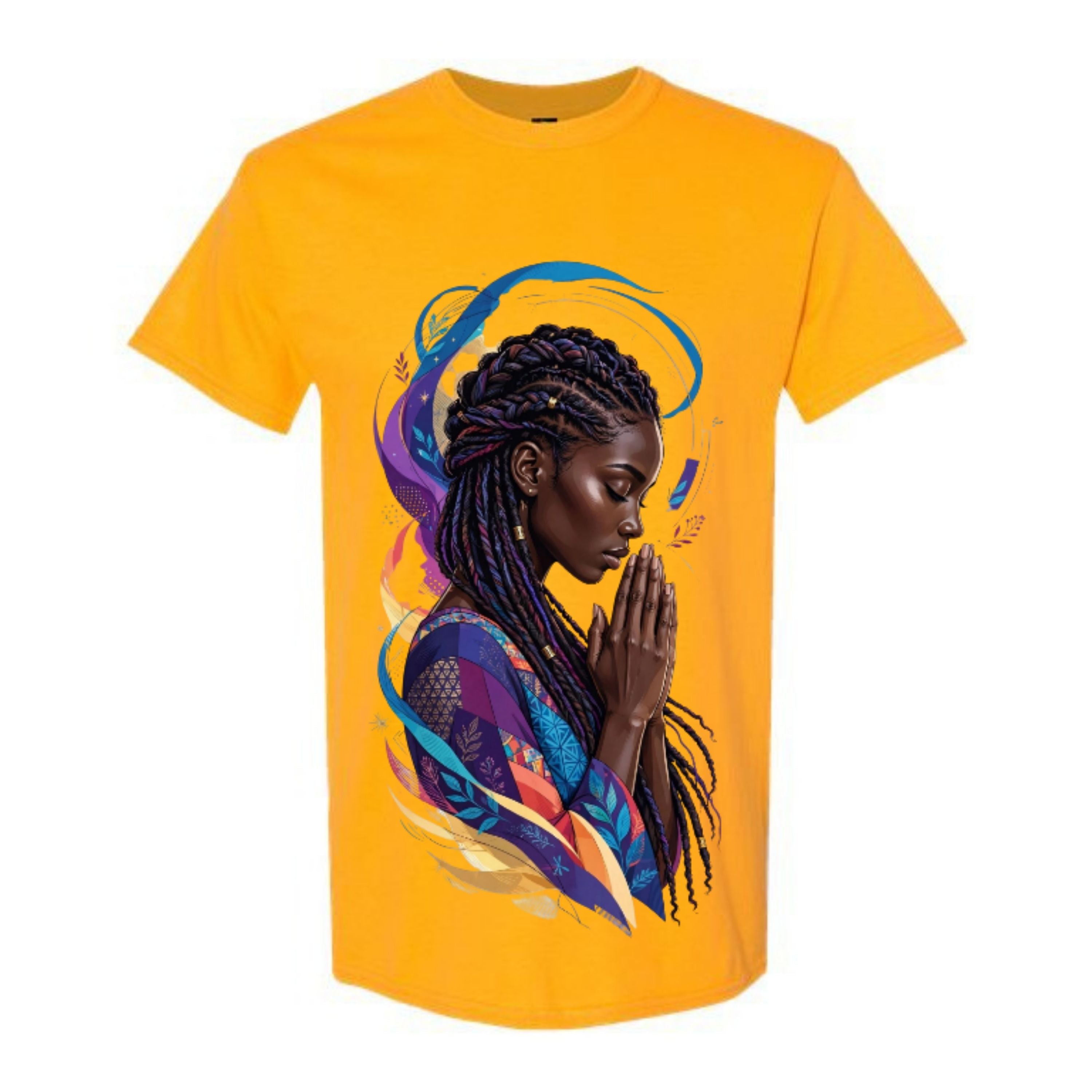 Black Woman Prayer Christian T Shirt Colorful Faith Graphic Tee Braided Woman Religious Shirt Inspirational Spiritual Gift