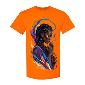 Black Woman Prayer Christian T Shirt Colorful Faith Graphic Tee Braided Woman Religious Shirt Inspirational Spiritual Gift