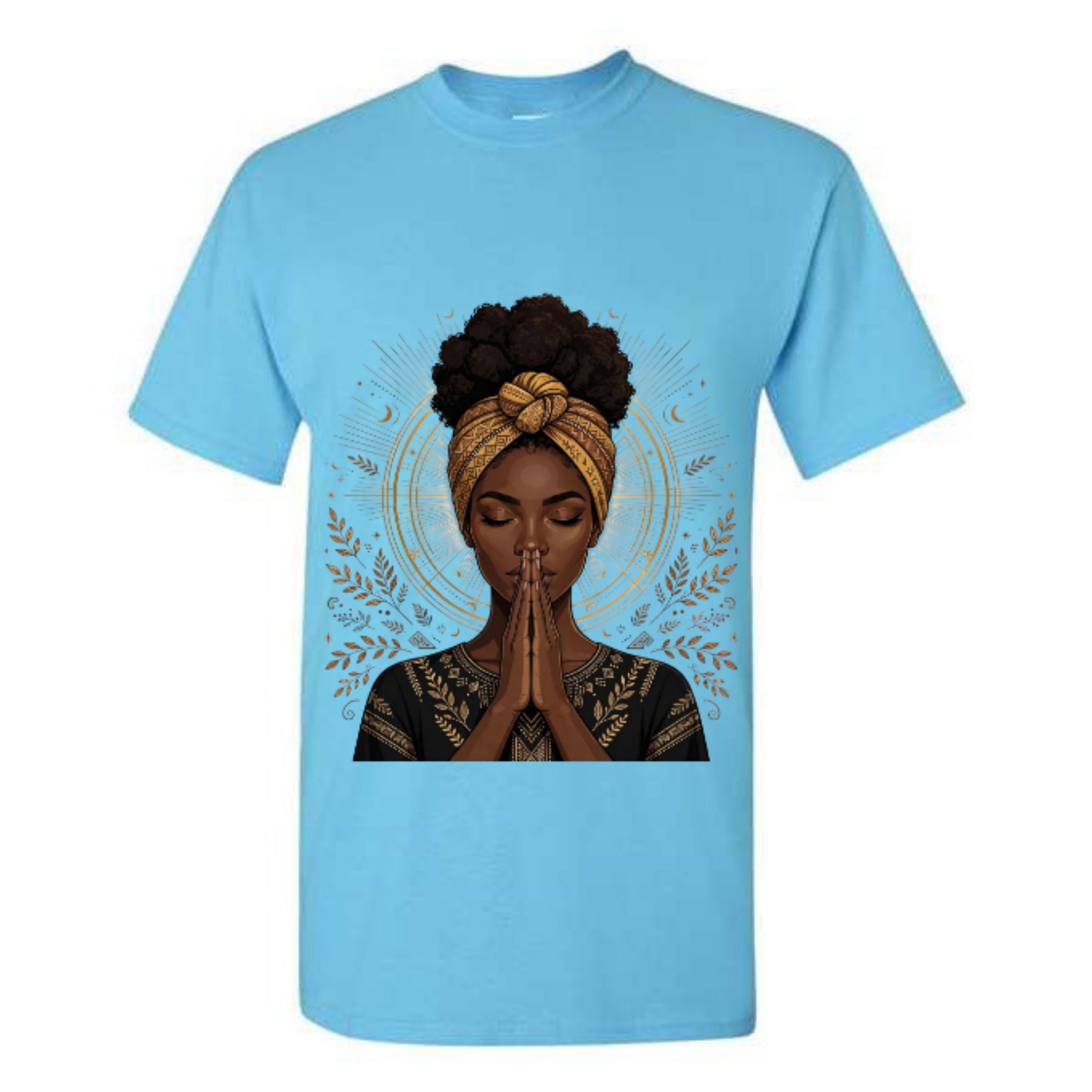 Black Woman Prayer Christian T Shirt Afro Faith Graphic Tee Gold Spiritual Woman Shirt Inspirational Religious Gift for Women
