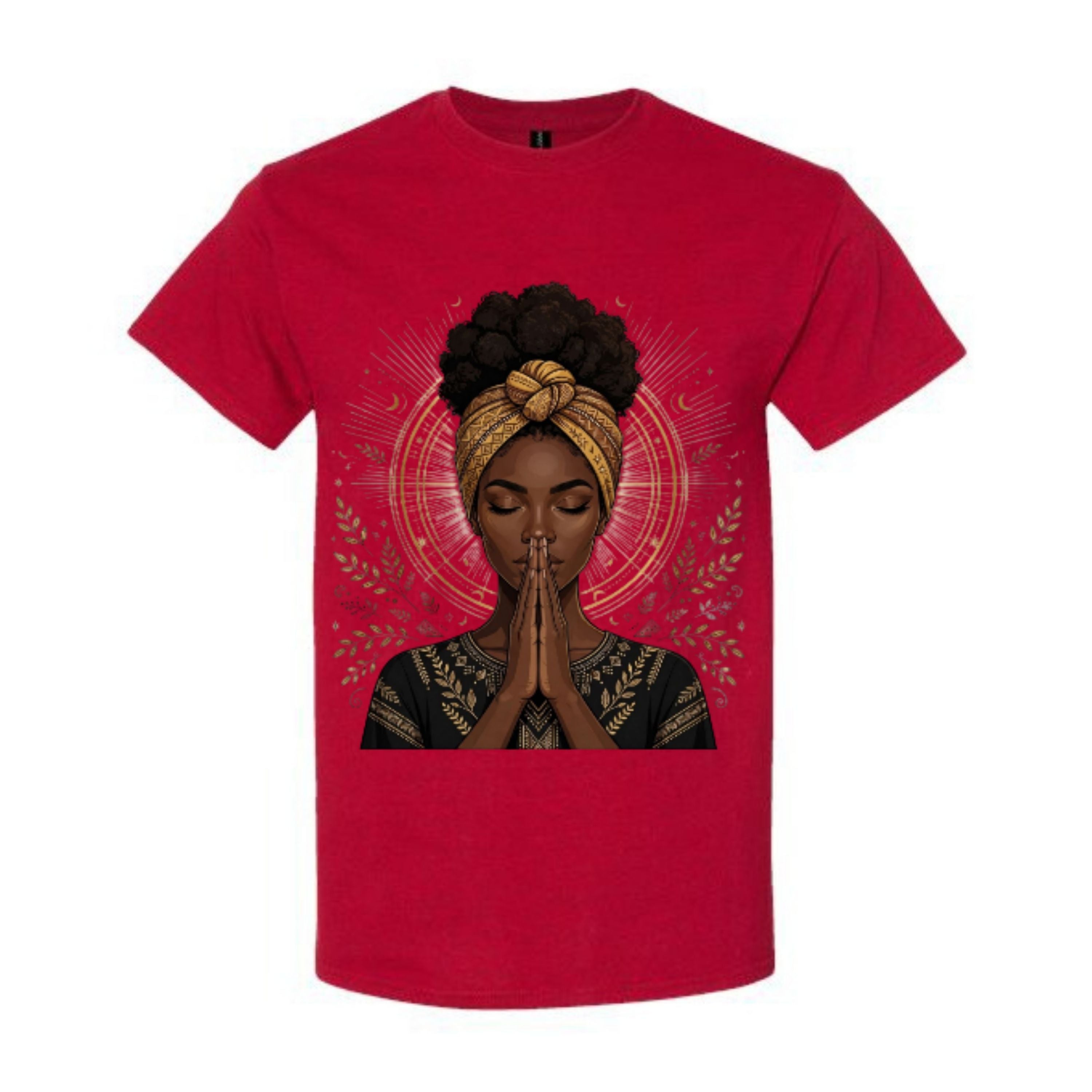 Black Woman Prayer Christian T Shirt Afro Faith Graphic Tee Gold Spiritual Woman Shirt Inspirational Religious Gift for Women