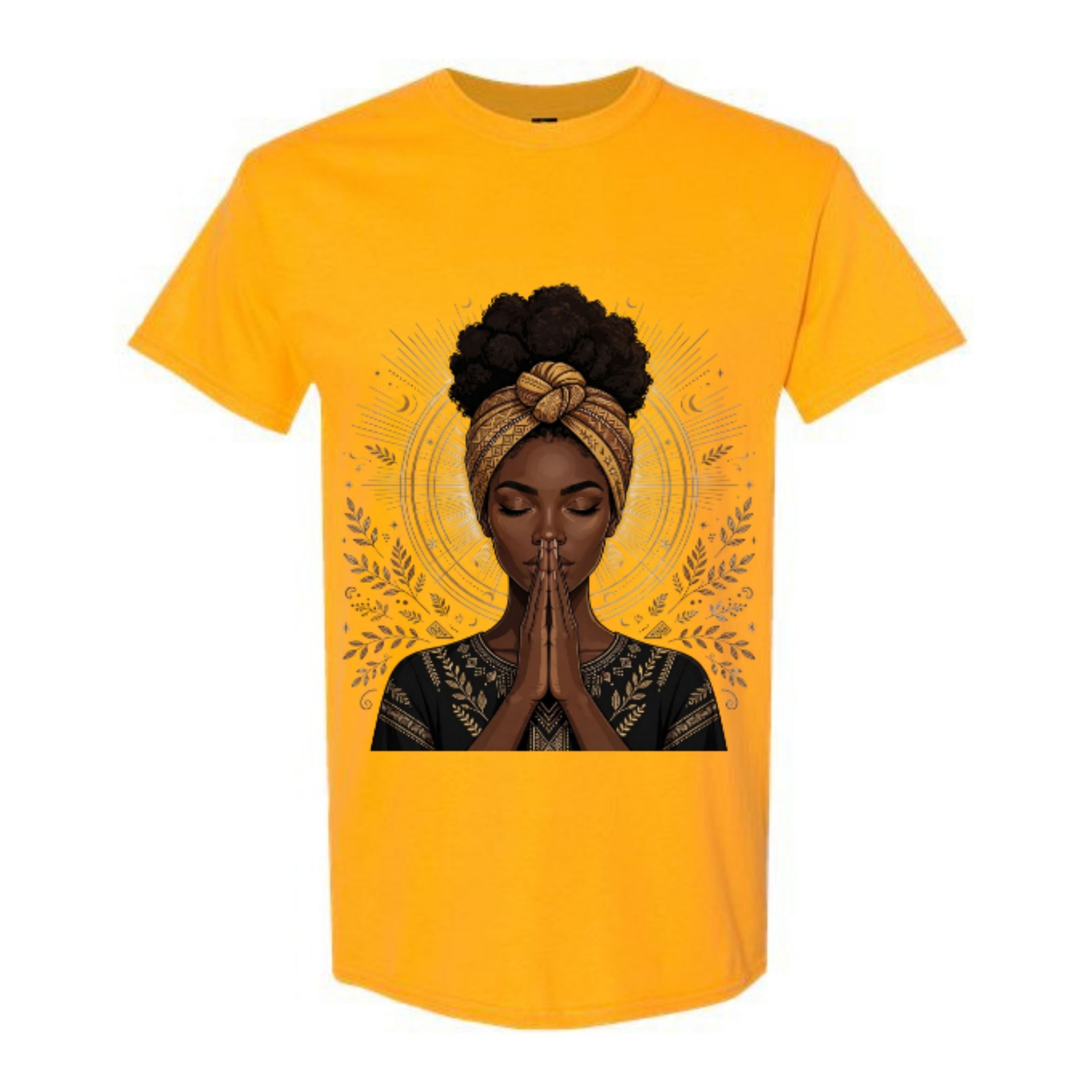 Black Woman Prayer Christian T Shirt Afro Faith Graphic Tee Gold Spiritual Woman Shirt Inspirational Religious Gift for Women