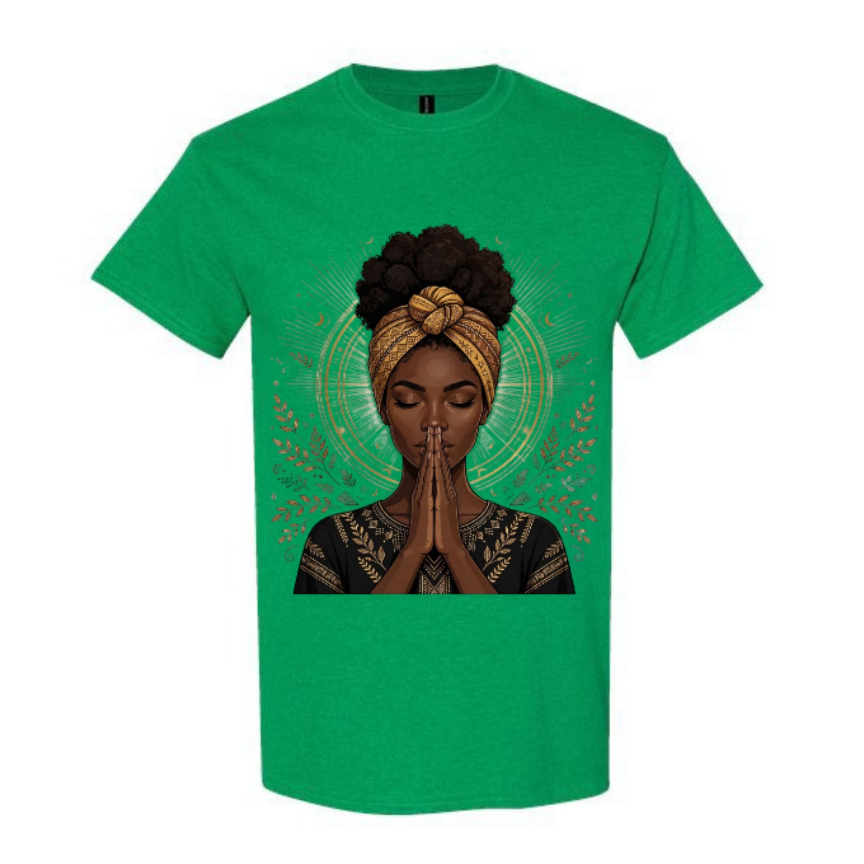 Black Woman Prayer Christian T Shirt Afro Faith Graphic Tee Gold Spiritual Woman Shirt Inspirational Religious Gift for Women