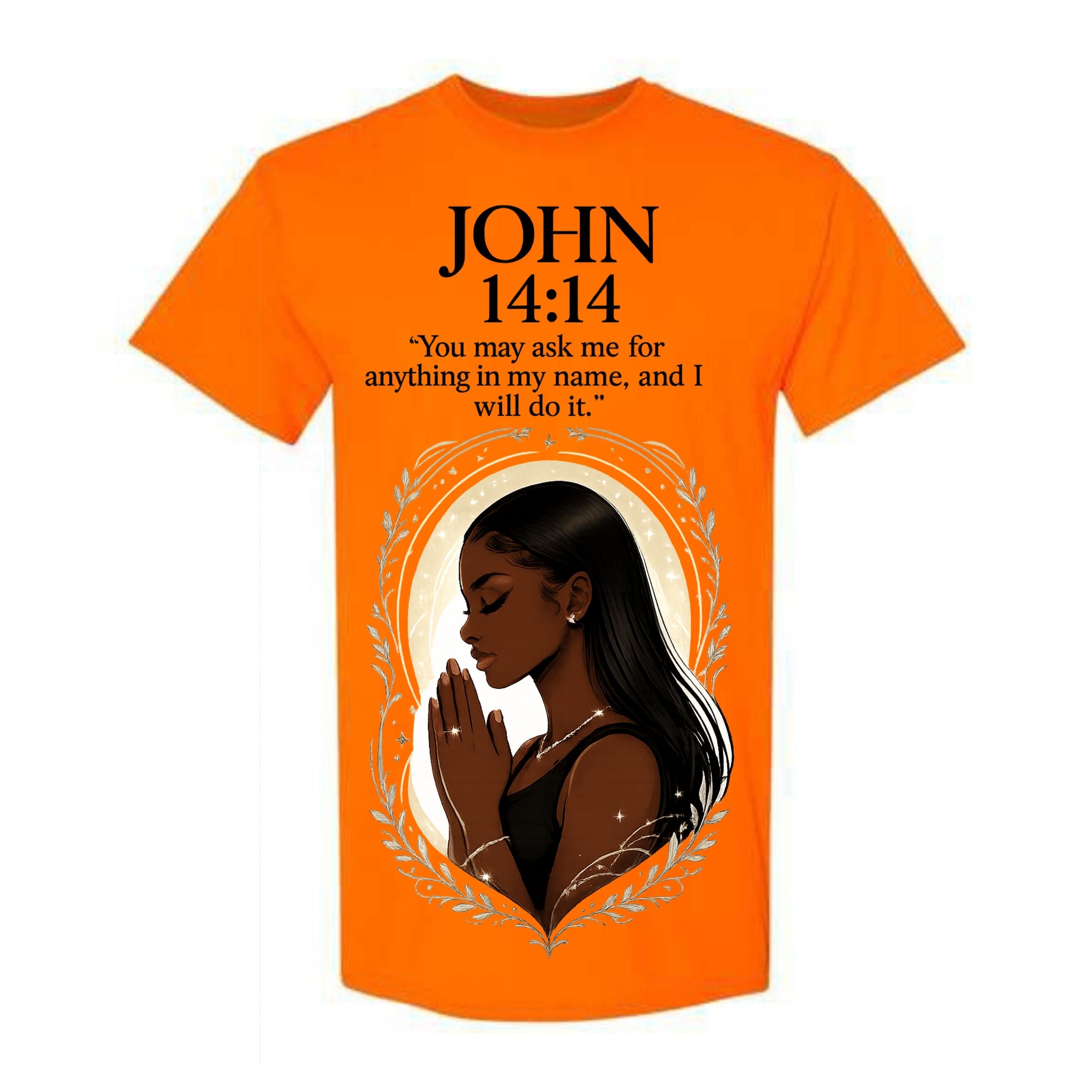 John 14 14 Christian T Shirt Black Woman Prayer Scripture Tee Faith Graphic Shirt Bible Verse Religious Gift for Women