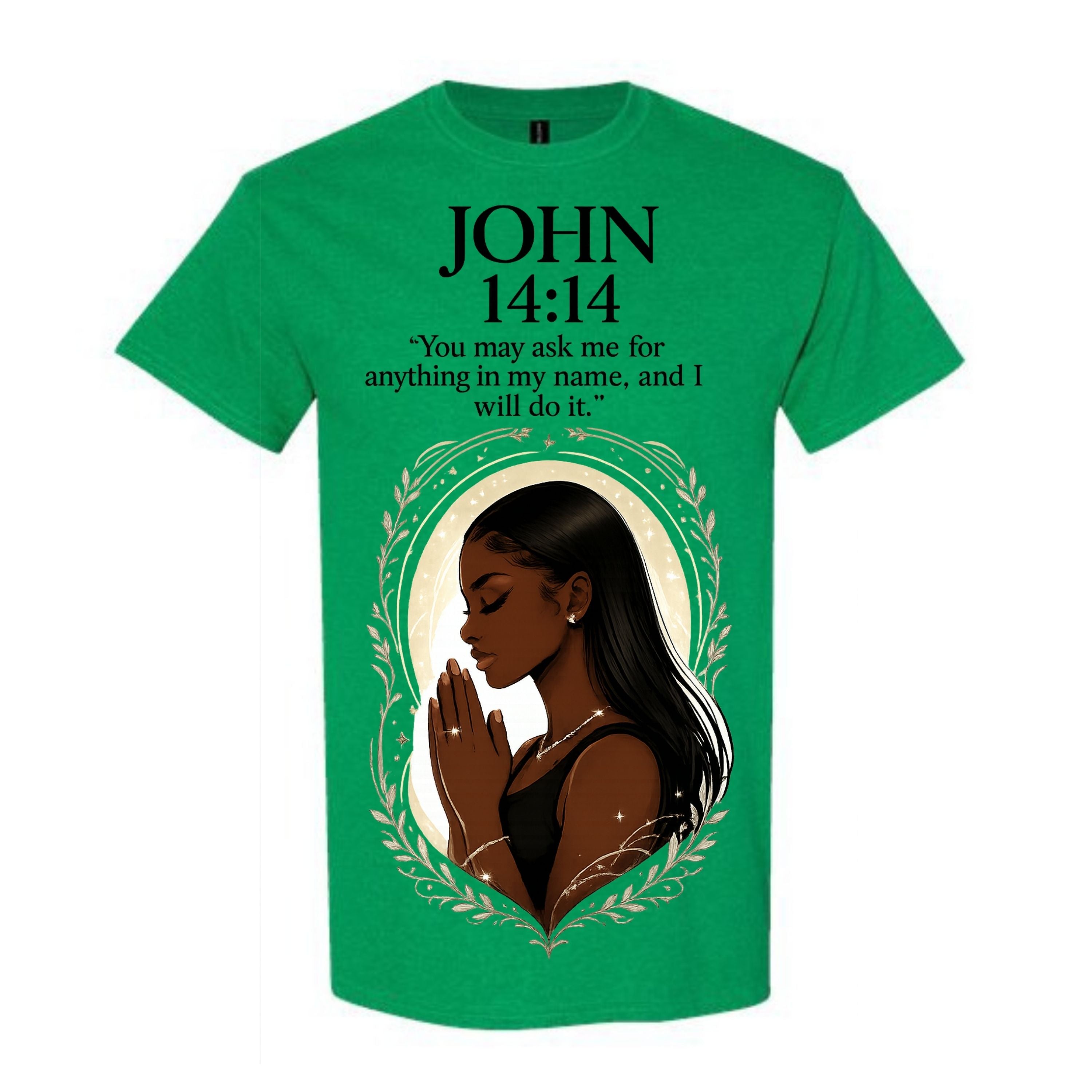 John 14 14 Christian T Shirt Black Woman Prayer Scripture Tee Faith Graphic Shirt Bible Verse Religious Gift for Women