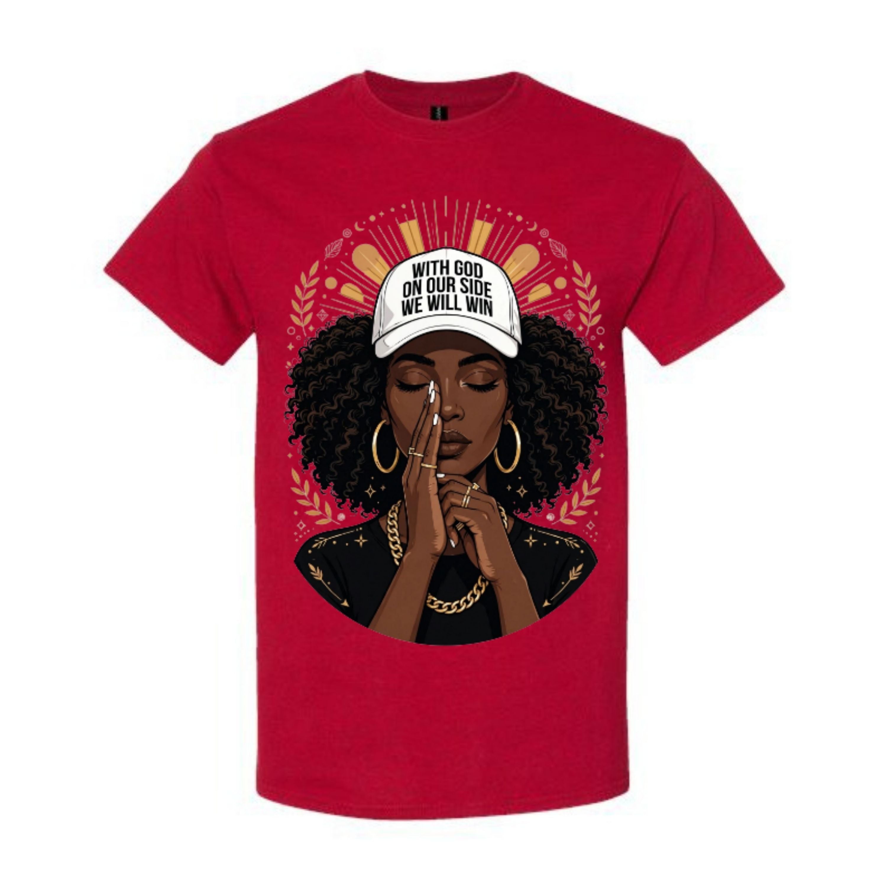 With God on Our Side Christian T Shirt Black Woman Prayer Graphic Tee Faith Inspired Religious Shirt Inspirational Gift for Women