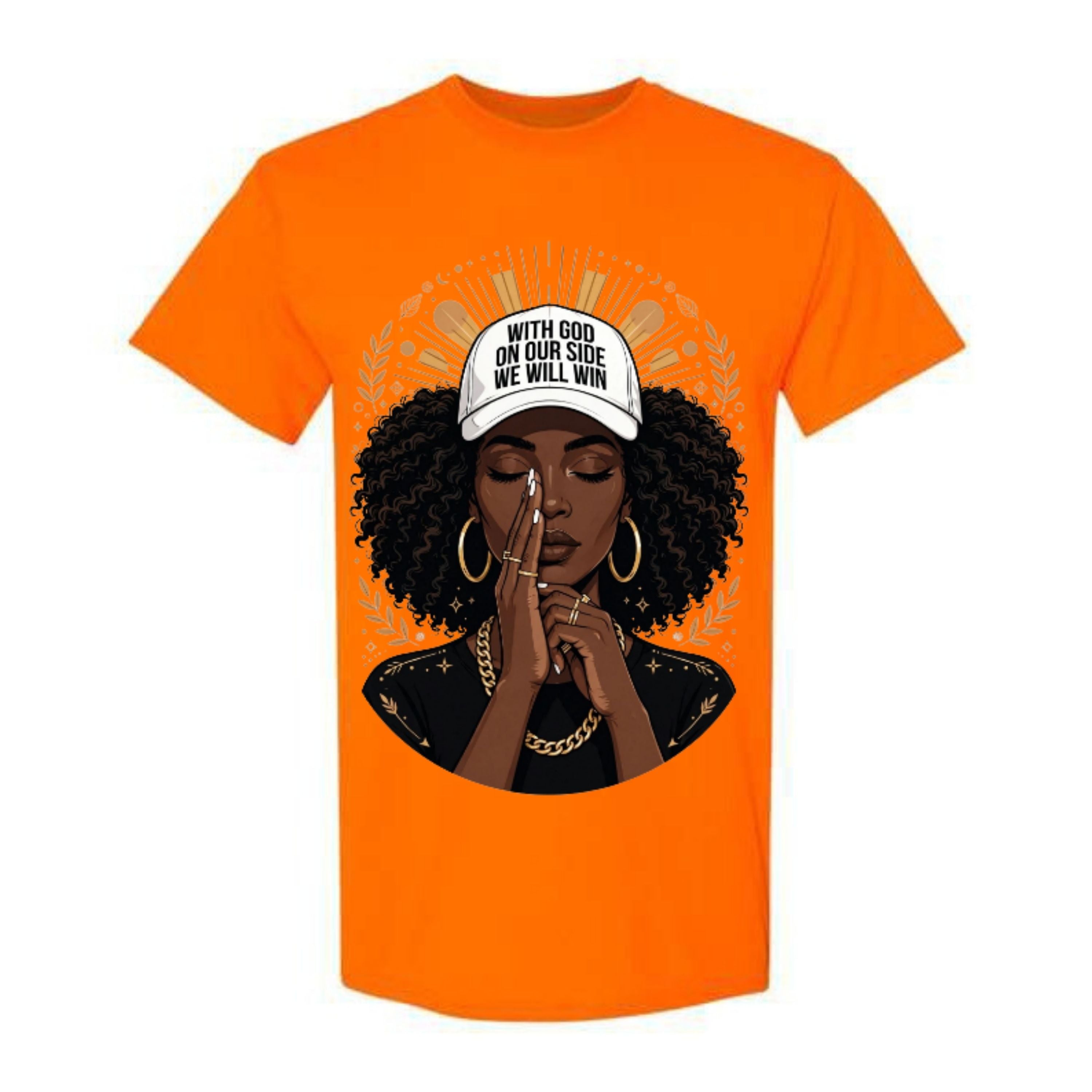 With God on Our Side Christian T Shirt Black Woman Prayer Graphic Tee Faith Inspired Religious Shirt Inspirational Gift for Women