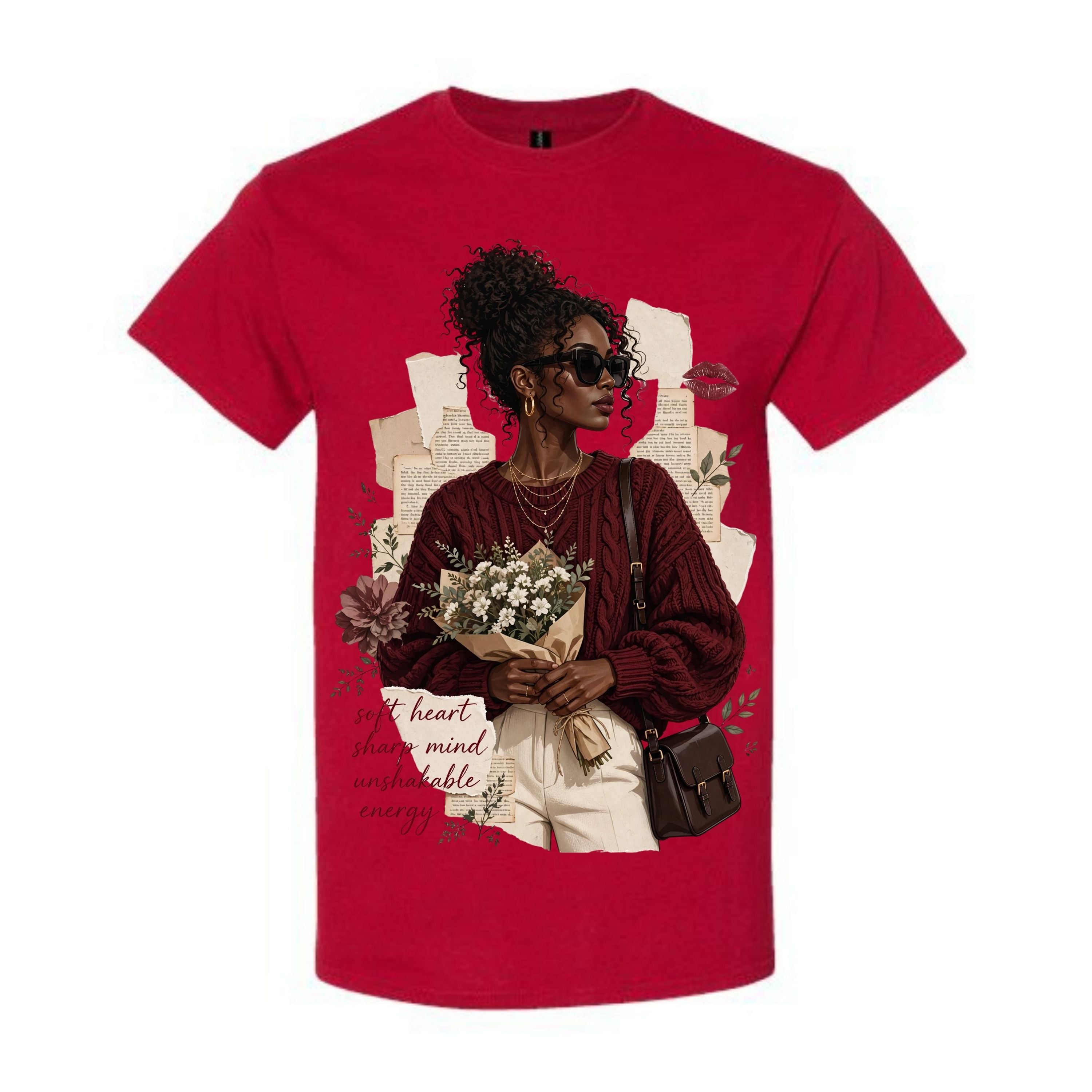 Soft Heart Sharp Mind Black Woman T Shirt Unshakable Energy Graphic Tee Stylish Afro Woman Shirt Empowering Gift for Women
