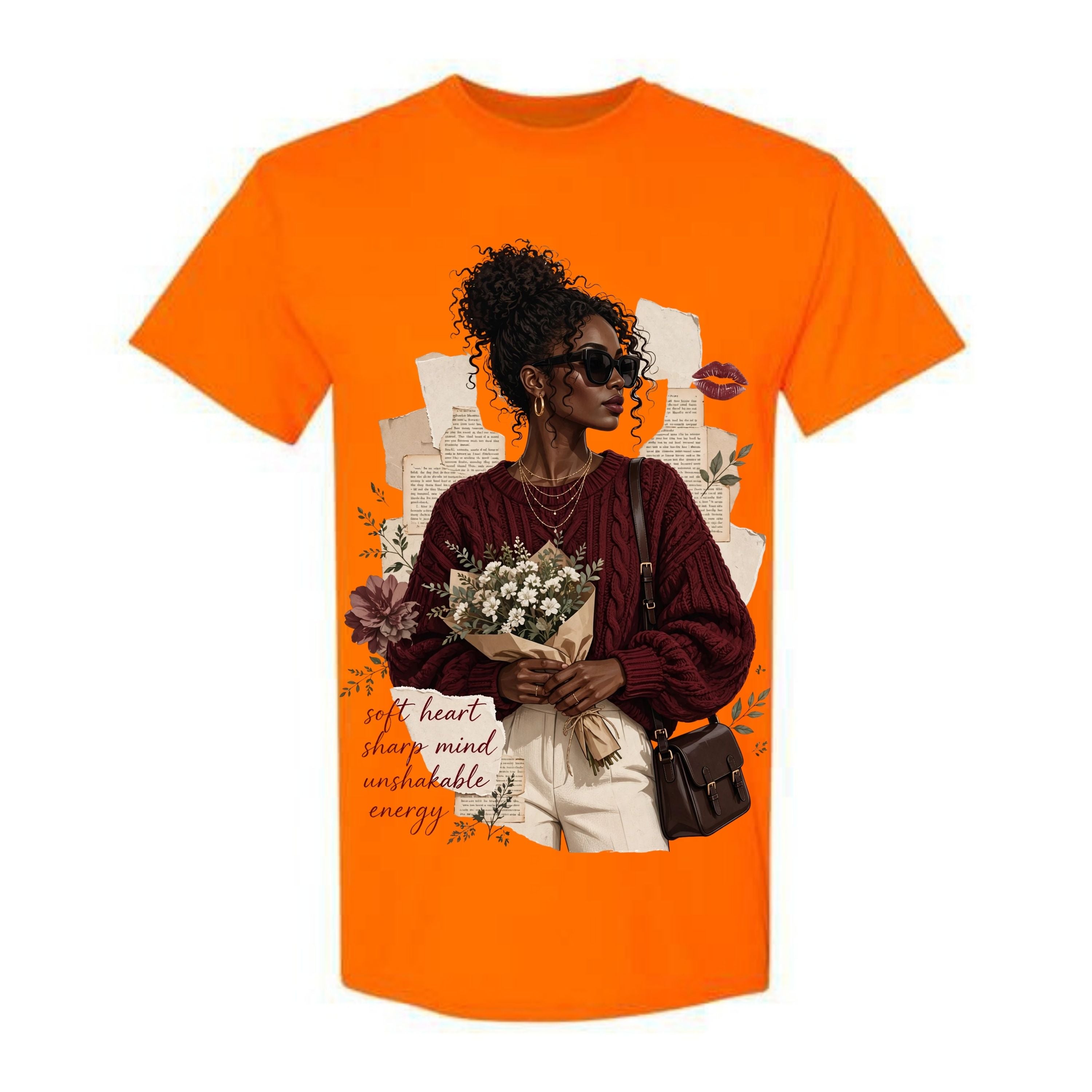 Soft Heart Sharp Mind Black Woman T Shirt Unshakable Energy Graphic Tee Stylish Afro Woman Shirt Empowering Gift for Women