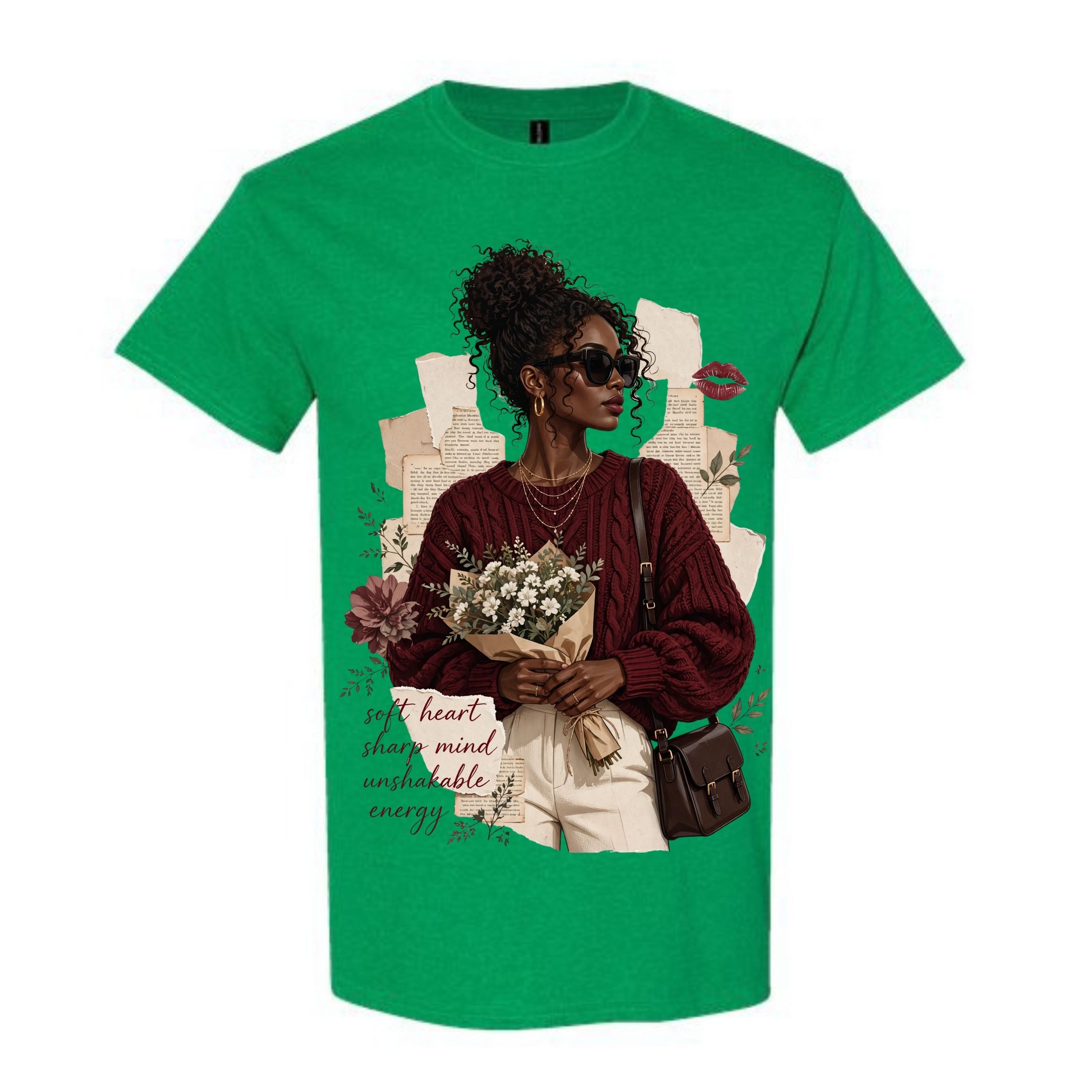Soft Heart Sharp Mind Black Woman T Shirt Unshakable Energy Graphic Tee Stylish Afro Woman Shirt Empowering Gift for Women