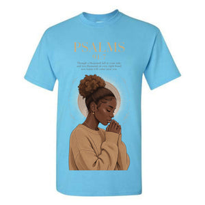 Psalms 91:7 Black Woman T Shirt Faith Graphic Tee Christian Scripture Shirt Empowering Spiritual Gift for Women