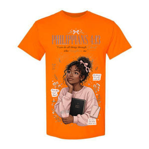 Philippians 4:13 Black Woman T Shirt Faith Graphic Tee Christian Scripture Shirt Coquette Bow Aesthetic Empowering Gift for Women