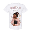 Philippians 4:13 Black Woman T Shirt Faith Graphic Tee Christian Scripture Shirt Coquette Bow Aesthetic Empowering Gift for Women