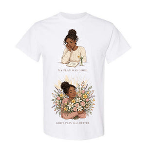 My Plan Was Good Gods Plan Was Better T Shirt Faith Black Woman Christian Graphic Tee Inspirational Floral Shirt Religious Gift For Women
