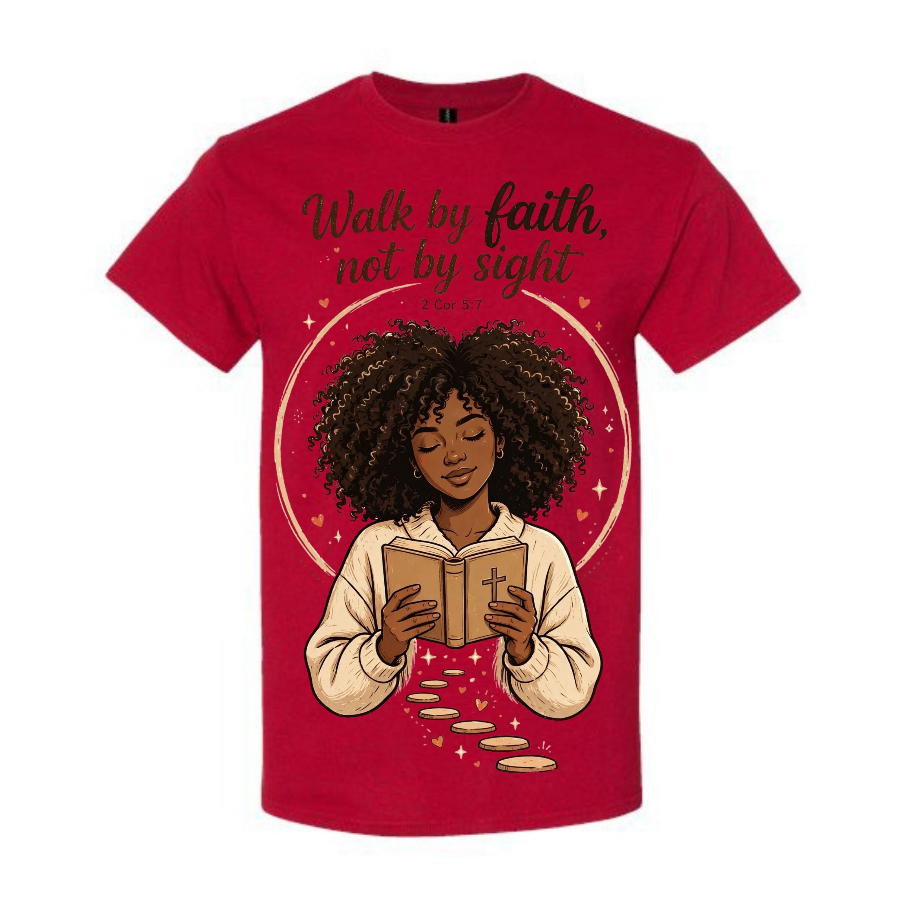 Walk By Faith Not By Sight T Shirt Black Woman Christian Graphic Tee Bible Verse Shirt 2 Cor 5 7 Faith Shirt Religious Gift For Women
