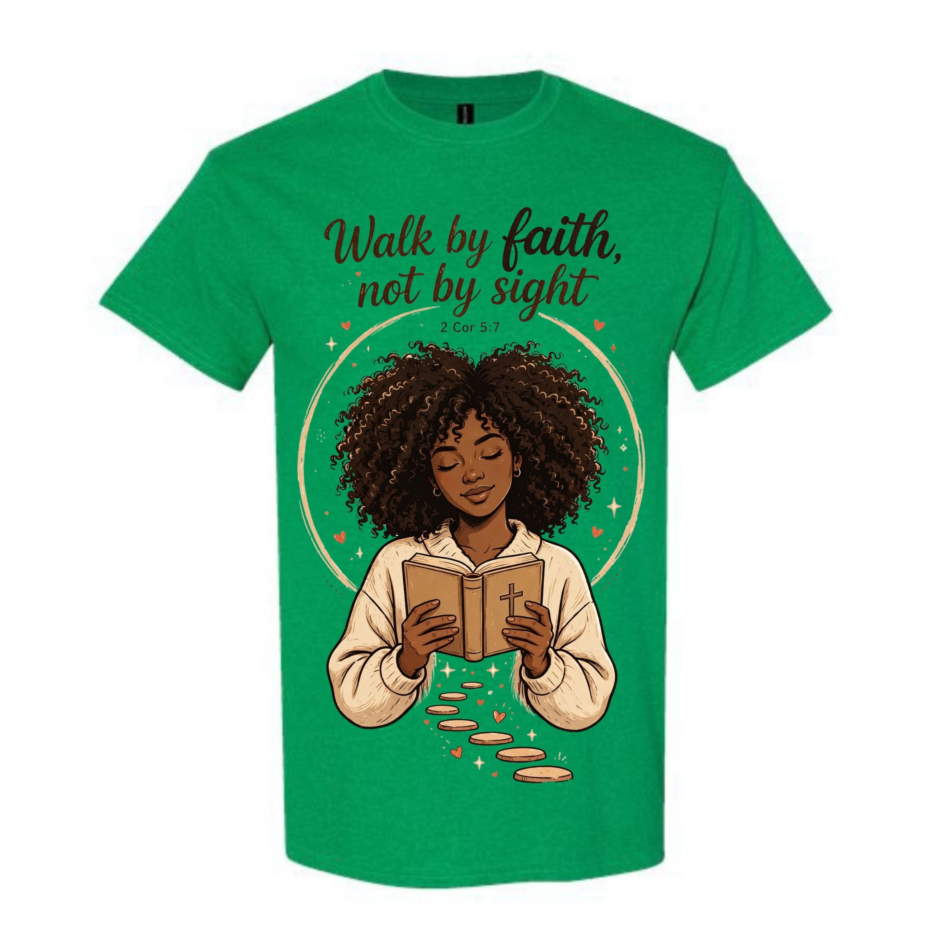 Walk By Faith Not By Sight T Shirt Black Woman Christian Graphic Tee Bible Verse Shirt 2 Cor 5 7 Faith Shirt Religious Gift For Women