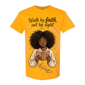 Walk By Faith Not By Sight T Shirt Black Woman Christian Graphic Tee Bible Verse Shirt 2 Cor 5 7 Faith Shirt Religious Gift For Women