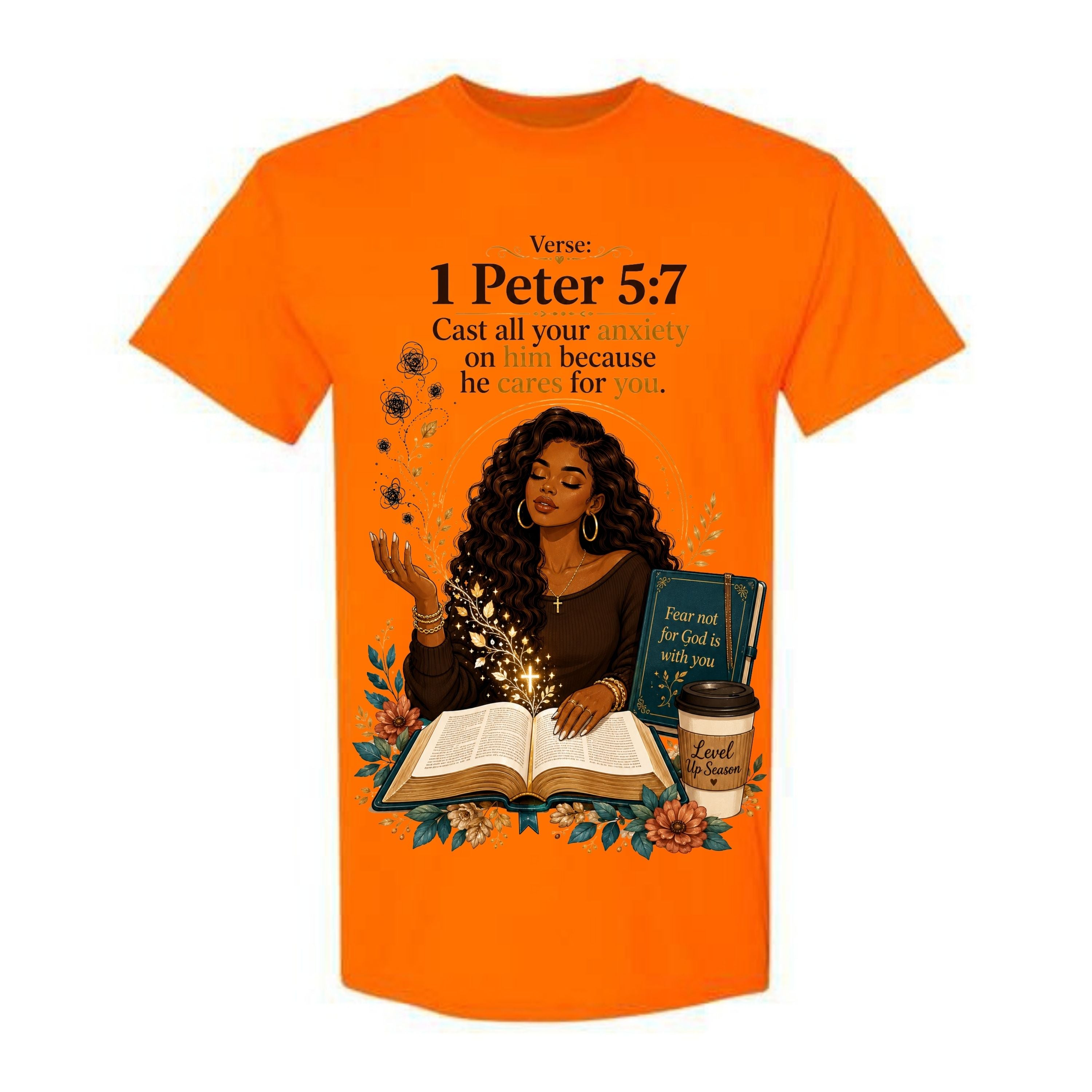 1 Peter 5 7 T Shirt Cast All Your Anxiety On Him Shirt Black Woman Christian Graphic Tee Bible Verse Shirt Faith Gift For Women