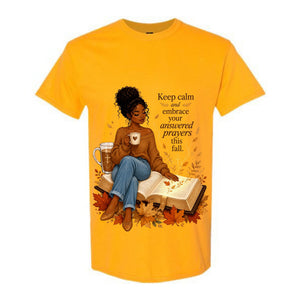 Keep Calm And Embrace Your Answered Prayers This Fall T Shirt Black Woman Fall Christian Graphic Tee Bible Verse Shirt Autumn Faith Shirt