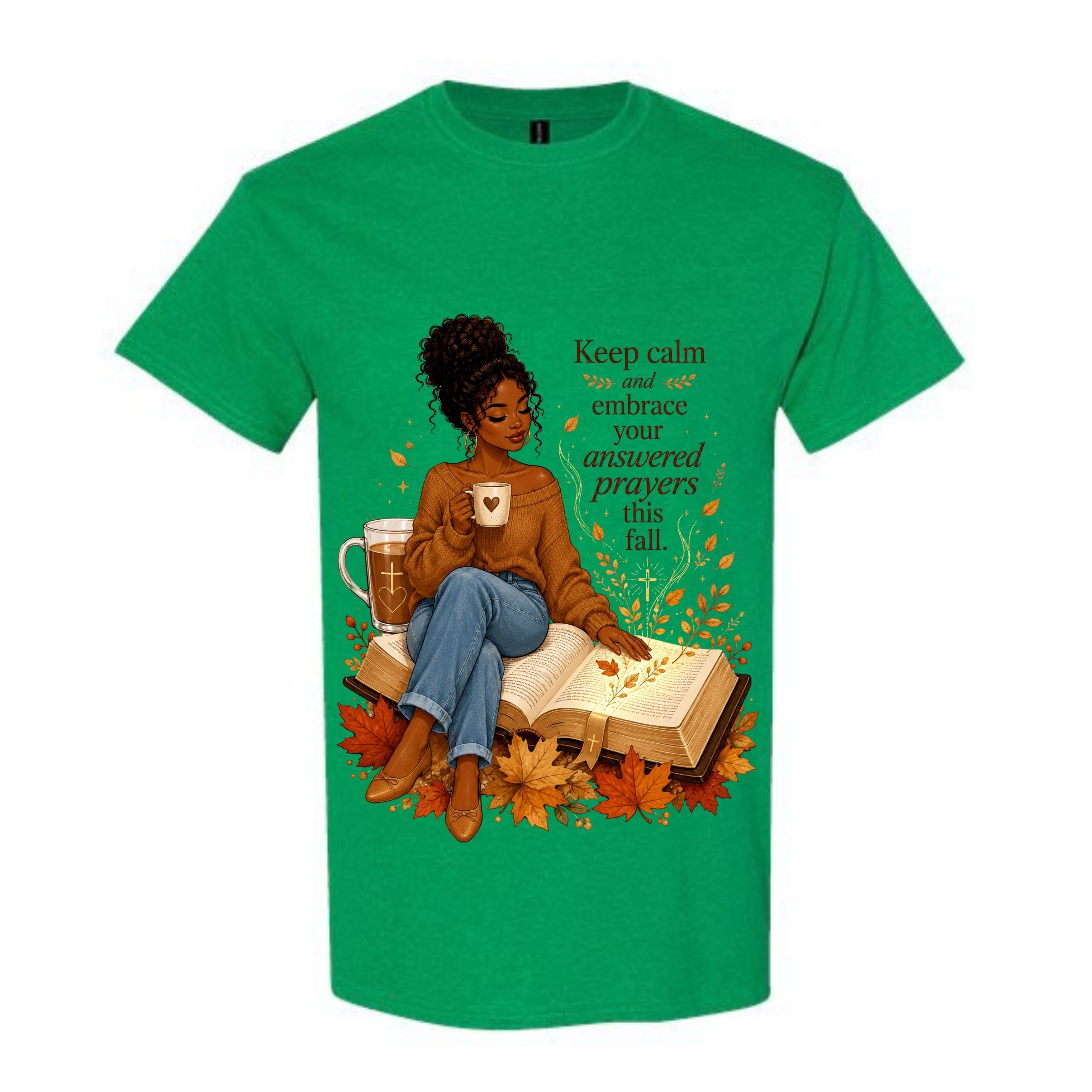 Keep Calm And Embrace Your Answered Prayers This Fall T Shirt Black Woman Fall Christian Graphic Tee Bible Verse Shirt Autumn Faith Shirt