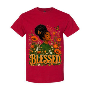 Blessed Black Woman T Shirt Floral Christian Graphic Tee Faith Black Girl Shirt Botanical Butterfly Shirt Empowering Gift For Women