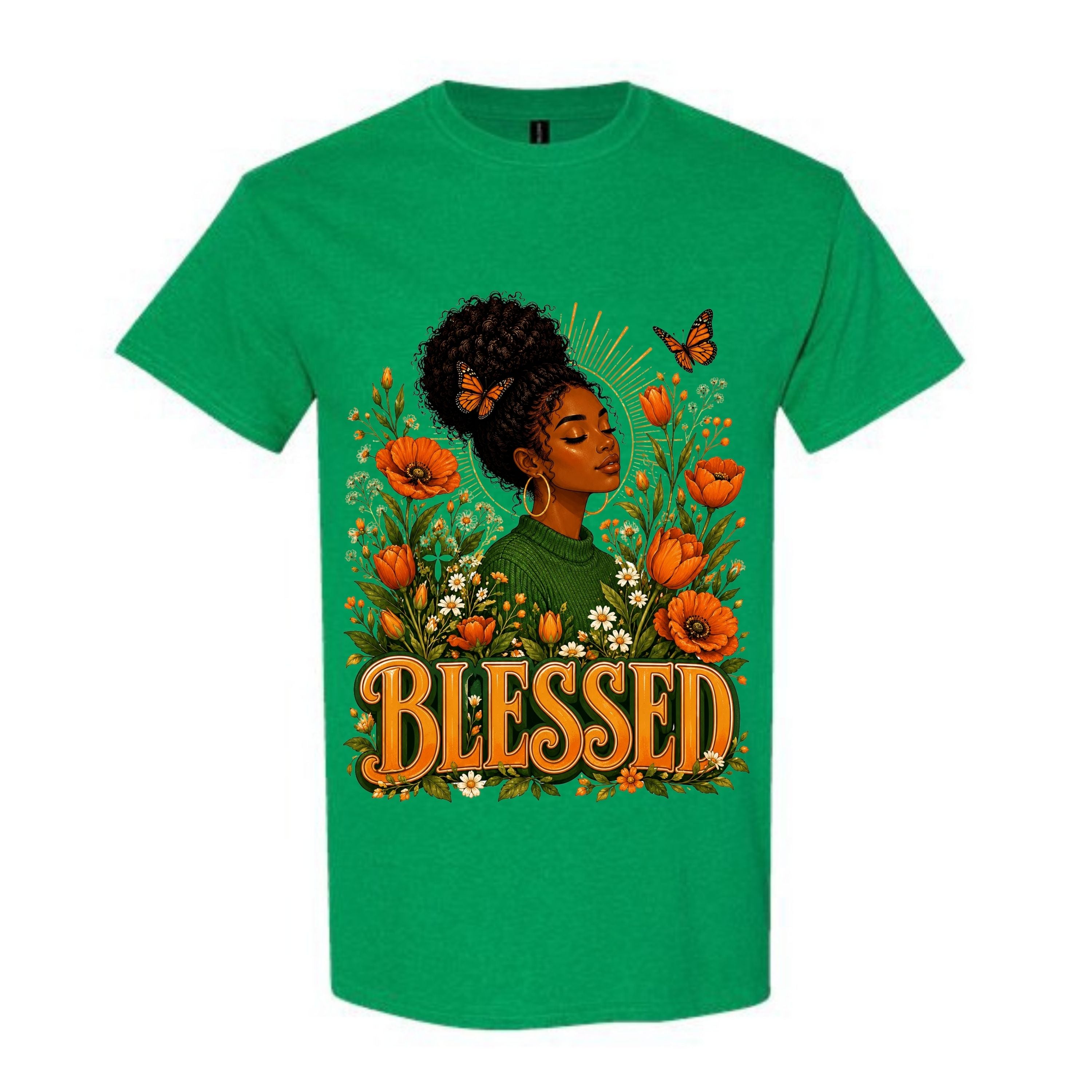Blessed Black Woman T Shirt Floral Christian Graphic Tee Faith Black Girl Shirt Botanical Butterfly Shirt Empowering Gift For Women