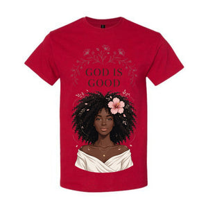 God Is Good T Shirt Black Woman Faith Graphic Tee Boho Floral Christian Shirt Minimalist Flower Shirt Religious Gift For Women