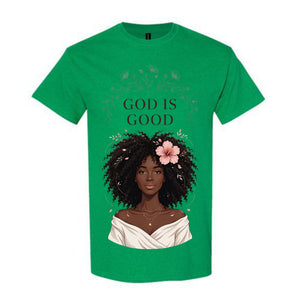 God Is Good T Shirt Black Woman Faith Graphic Tee Boho Floral Christian Shirt Minimalist Flower Shirt Religious Gift For Women