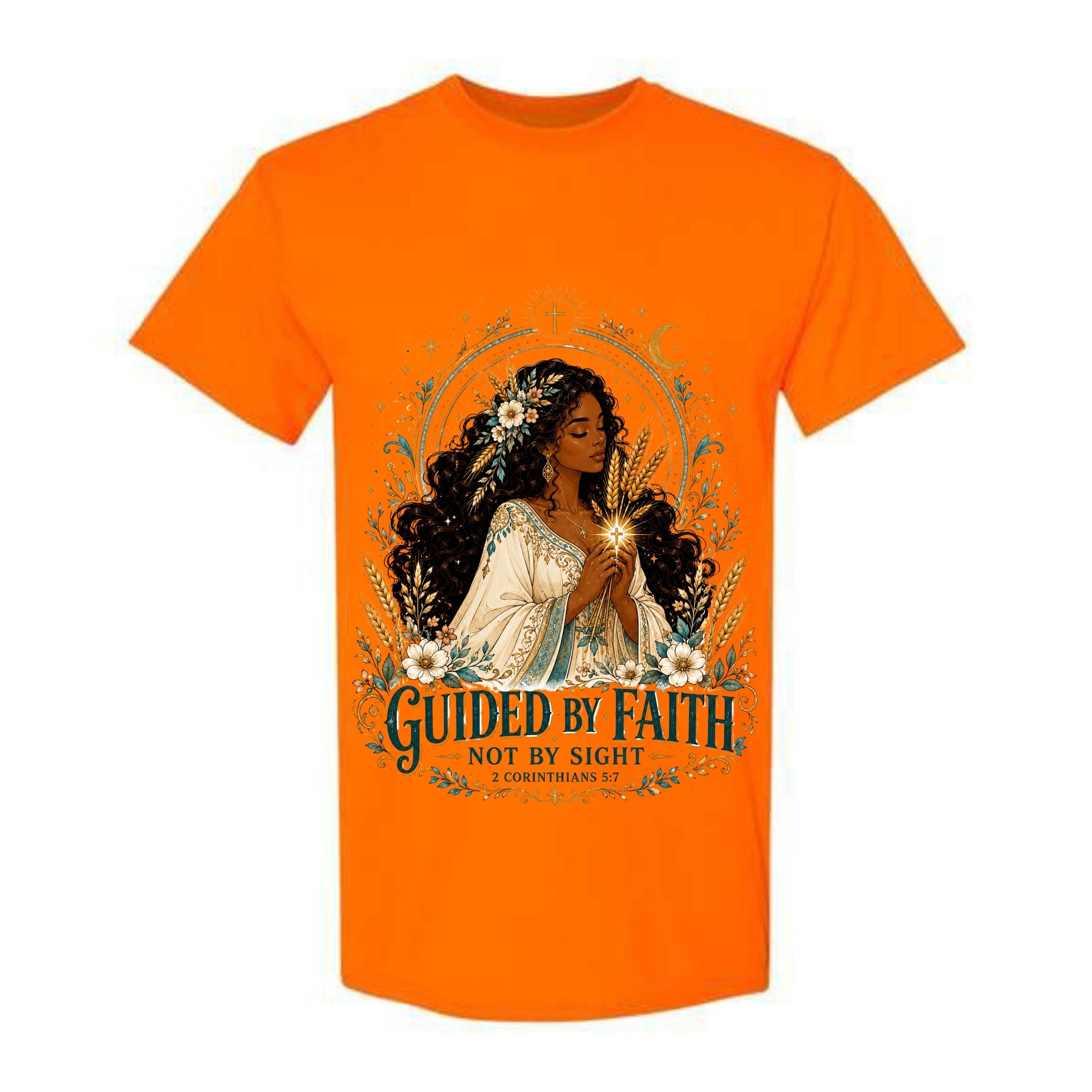 Guided By Faith Not By Sight T Shirt Black Woman Christian Graphic Tee 2 Corinthians 5 7 Shirt Wheat Harvest Shirt Faith Gift For Women