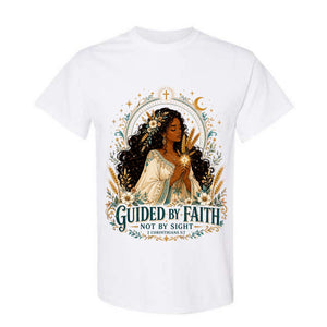 Guided By Faith Not By Sight T Shirt Black Woman Christian Graphic Tee 2 Corinthians 5 7 Shirt Wheat Harvest Shirt Faith Gift For Women